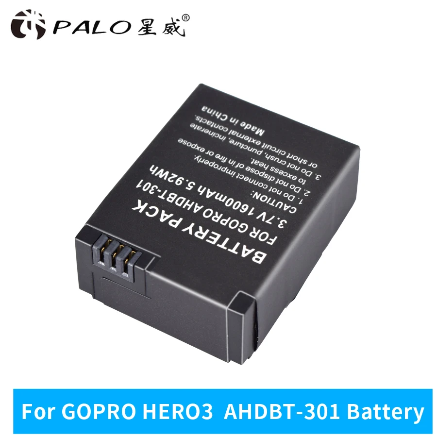 

PALO new battery Gopro Hero 1+Battery 3.7V AHDBT-301 201 rechargeable Battery case For GOPRO3 AHDBT302 Action camera accessories