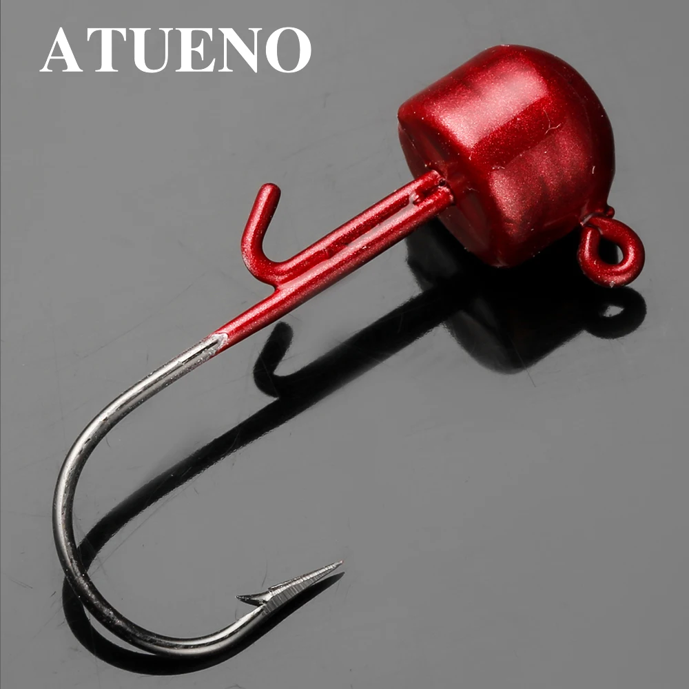 ATUENO 6pcs Ned Rig Jig Head Hooks 1.6g 2g /2.8g 4.8g 5.5g Finesse Mushroom Jig Heads for Soft Plastic Bait Weedless Hook