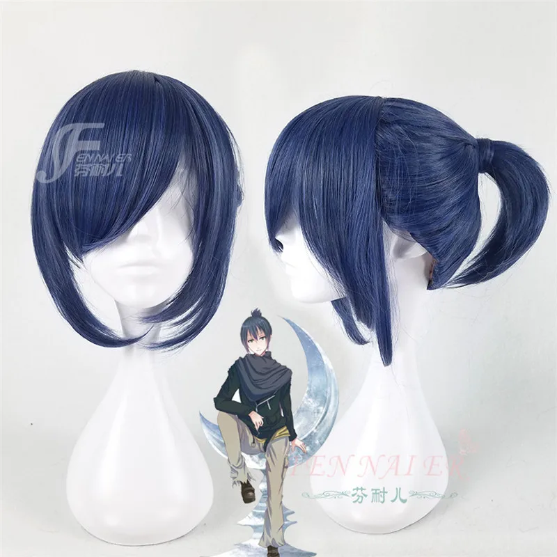 

Anime Future City No.6 Nezumi 45cm Short Ponytail Anime Cosplay Wigs Blue Grey Mixed Wigs + a wig cap