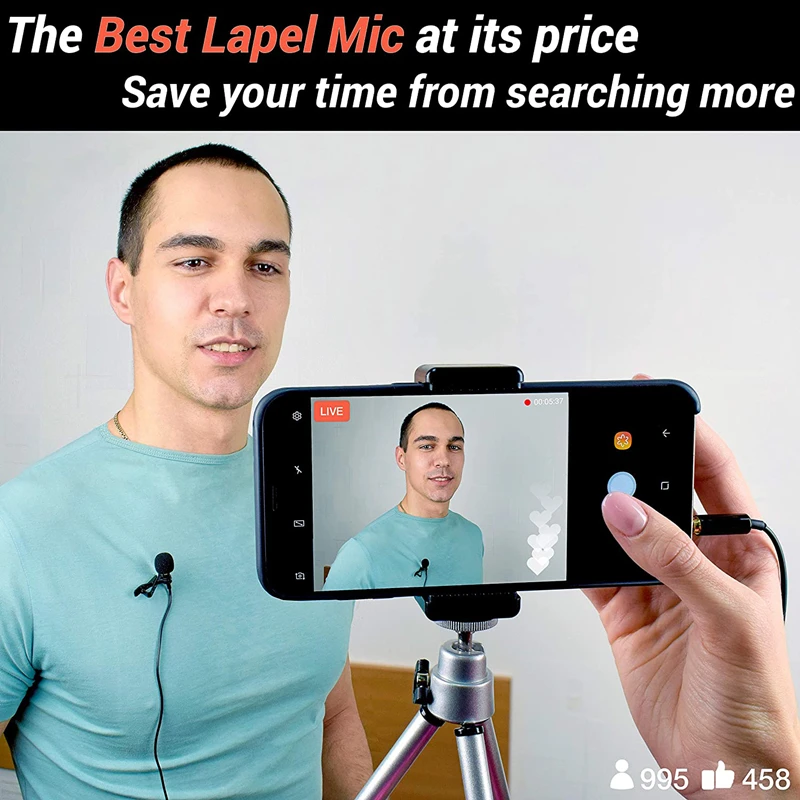 Microfono omnidirezionale in metallo Jack da 3,5 mm Lavalier Tie Clip Microfono Mini microfono audio per telefono cellulare PC Computer portatile