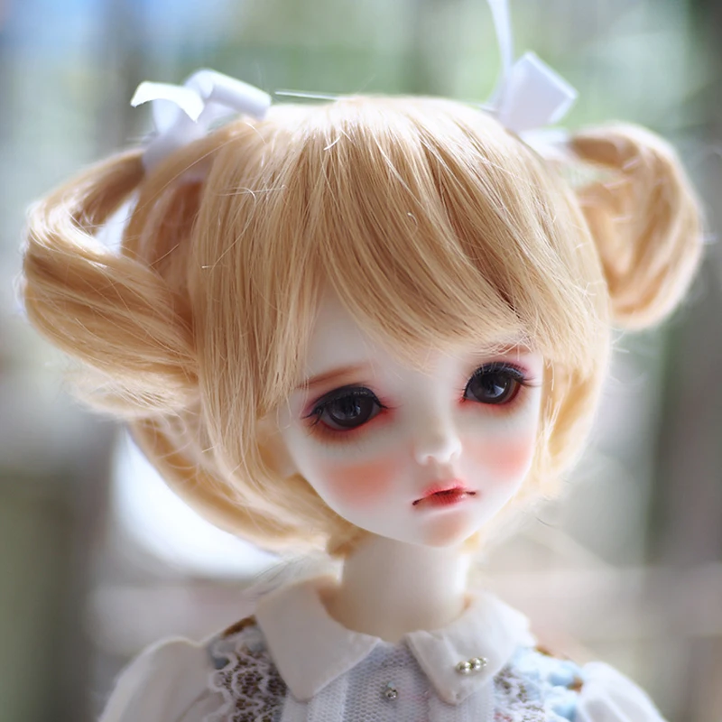 

D03-P323 children toy BJD DD SD MSD 1/4 1/6 1/3 doll's Accessoriess wig Golden double ponytail cute hair 1pcs