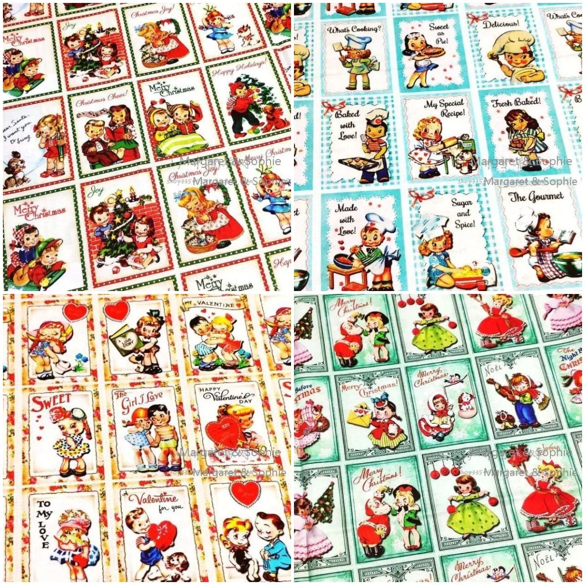 HOT Cartoon Girls Print Cotton Fabric By The Meter,DIY Quilting Needlework Patchwork Poplin Material,Sew Clothes Dress Fabrics