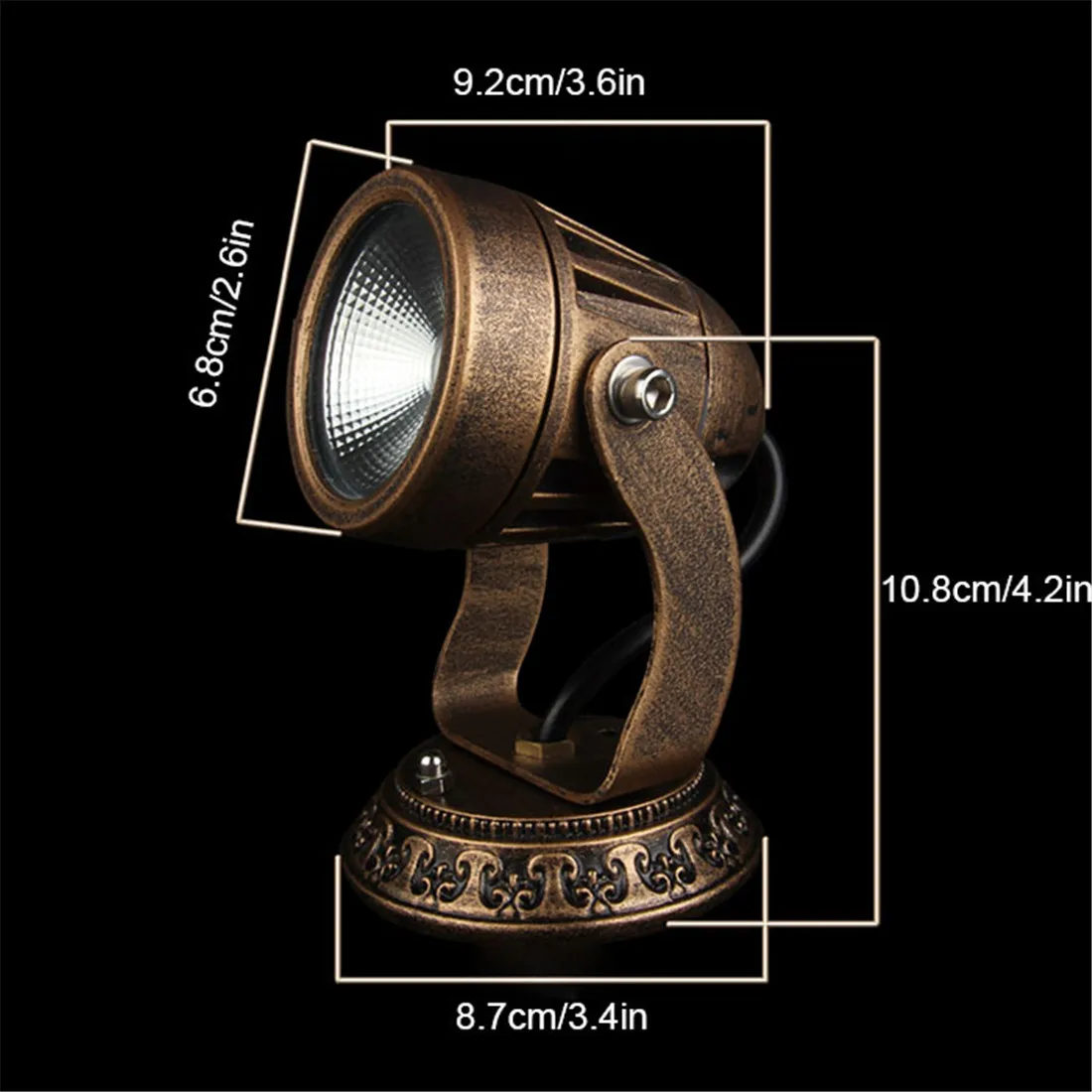 Projecteur LED Vintage de Style Européen, Lampe d'Accentuation pour Plantes de Jardin, Extérieur COB, Lumières pour Construction et Pelouse