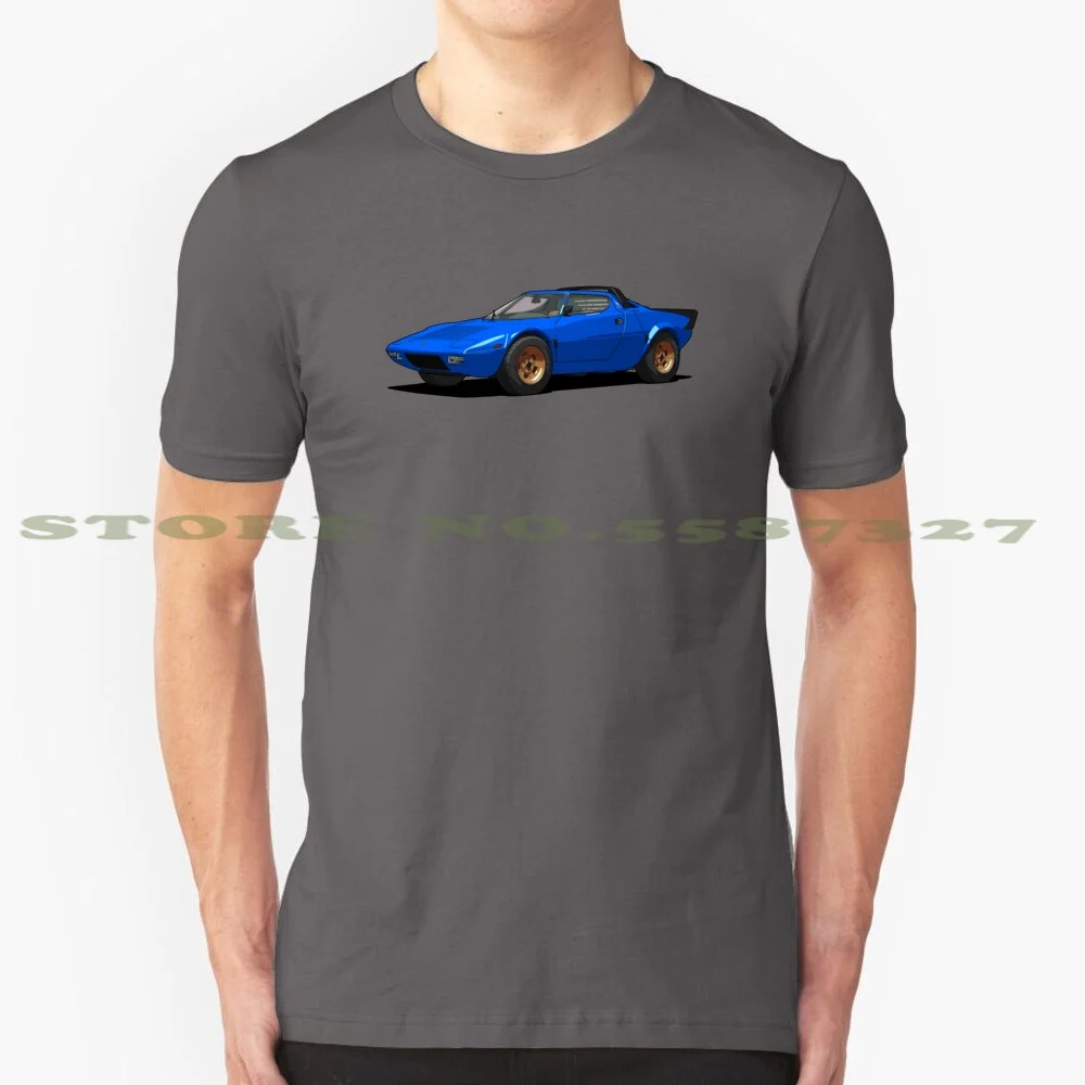 Lancia Stratos Hf Blu ( Dark Blue ) 100% Pure Cotton T-Shirt Lancia Stratos Hf Stradale Rosso Red Italian Super Car Technical