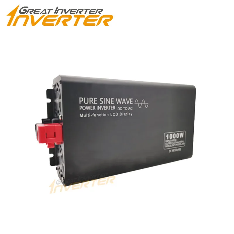 Pure Sine Wave Power Inverter 1000W Dc 12v 24v 36v 48v Ac 110v 220v 230v Car Product Digital Display Converter