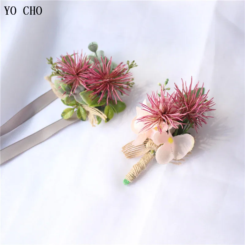 Wholesale Fake Leaves Wrist Flower Wedding Corsage Artificail Plant Man Boutonniere Wedding Brooch Party Prom Dress Decor