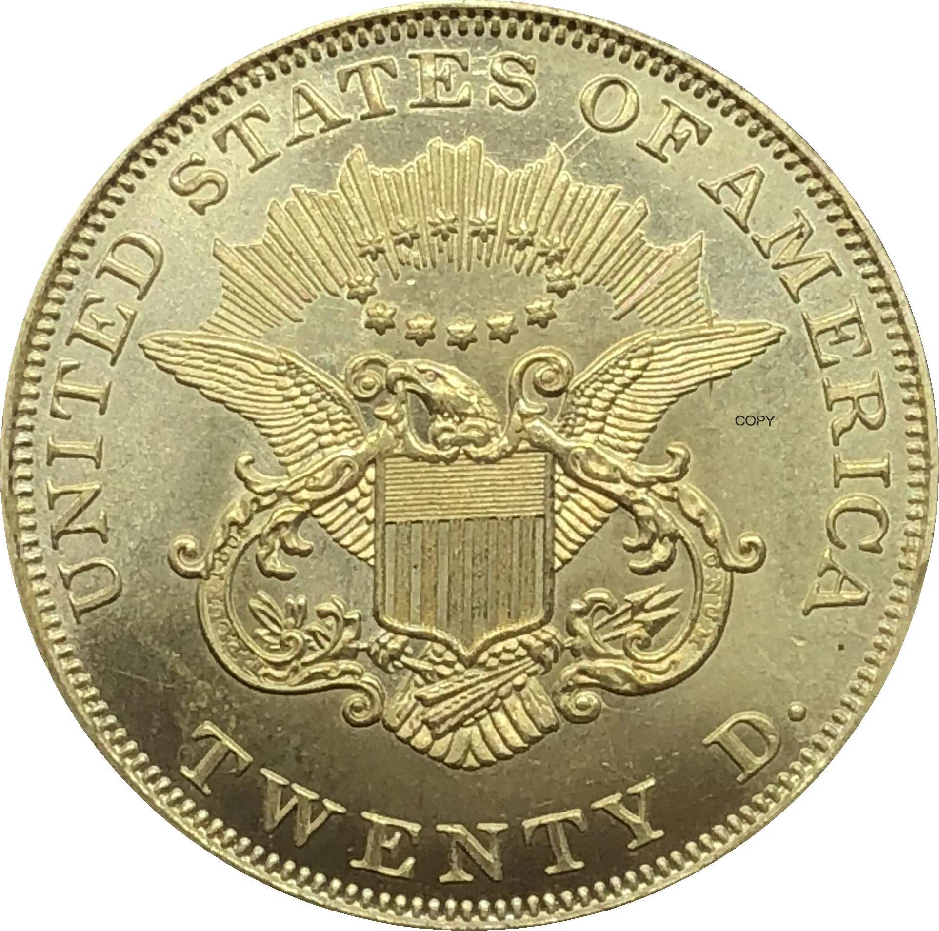 US No Motto Double Eagle 1850 1851 1852 1853 1854 1855 1856 1857 1858 1859 1860 1861 1862 1863 1864 1865 Twenty Dollars Coin