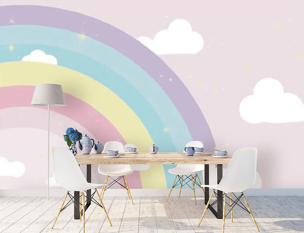 Bacal Customized modern fashion stereo wallpaper violet rainbow simplicity cloud children background wall papers home decor