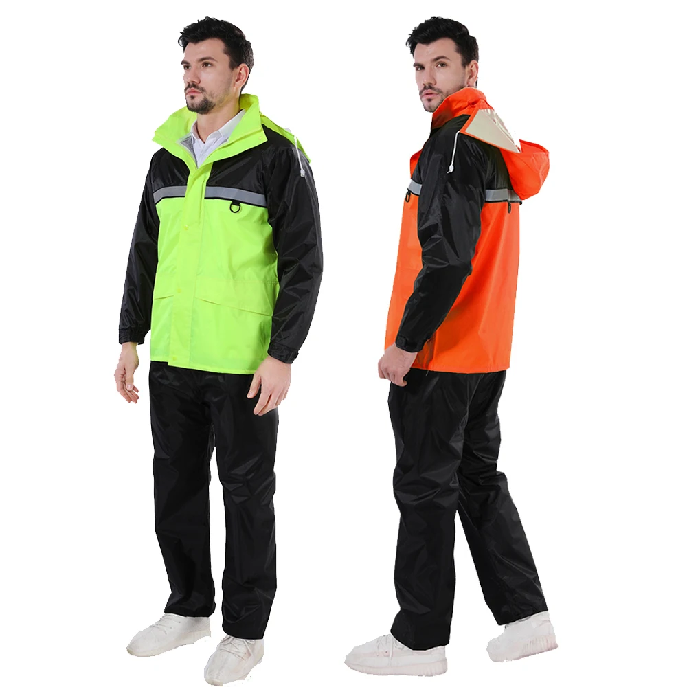 Rain Suit Breathable Raincoat Rain Pants with Reflective Stripes Waterproof Rainwear for Cycling Hiking Outdoor Sports