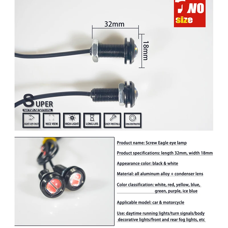 2pcs Motorcycle Signal light Turn signal Daytime running lamp Fog lamp 18mm Eagle eye lamp Angel Eye Signal light accessories