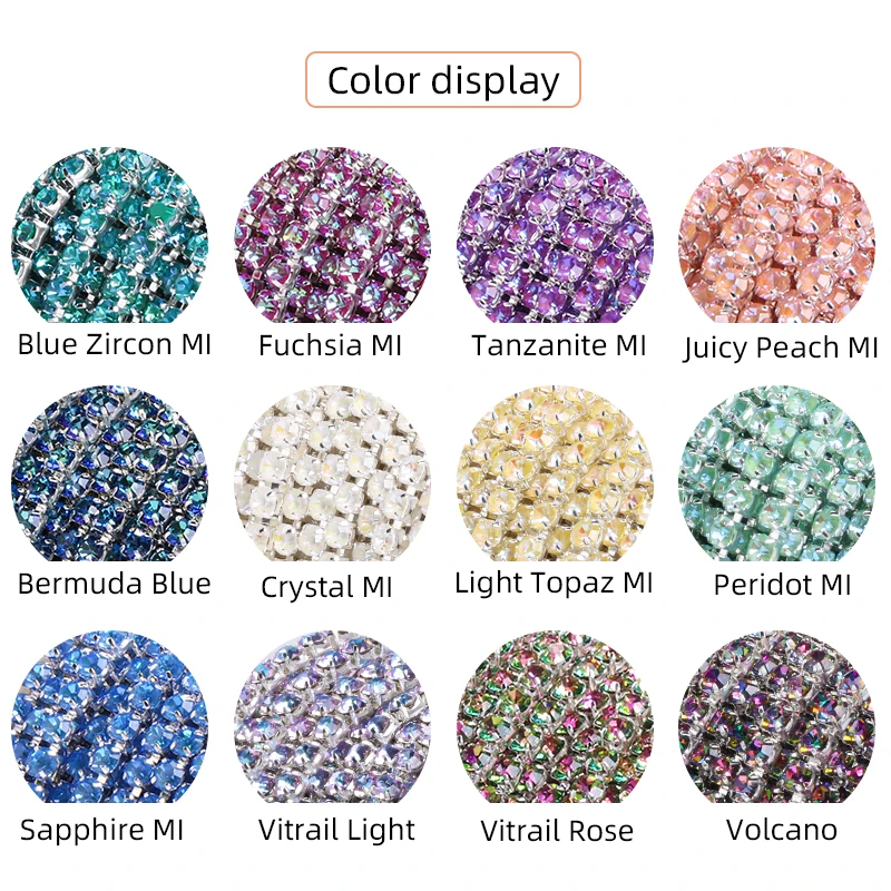 Mocha Series K9 Glass Crystal Rhinestones Cup Chain Shiny Glass Silver Base Trim For DIY Garment Bags Decoration Accessories