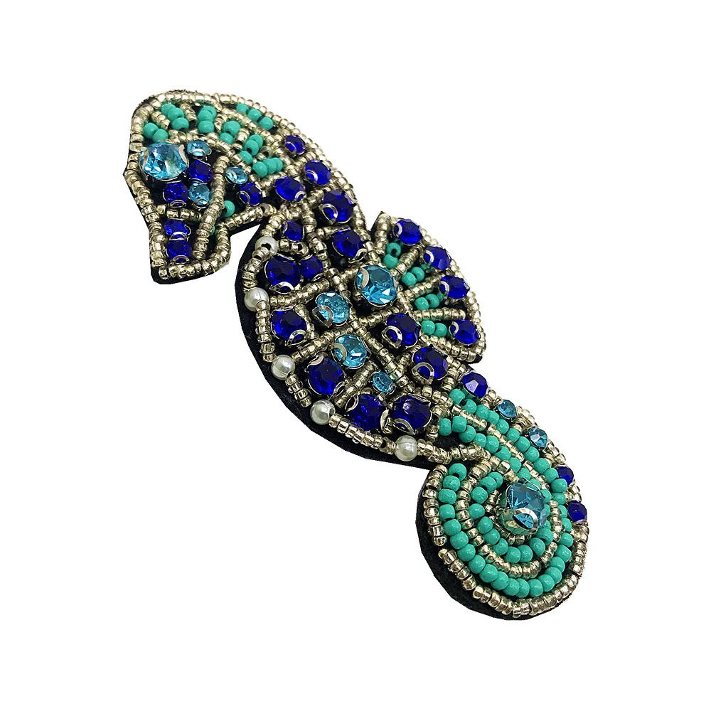 Dolphin Seahorse Fish Rhinestone Patch Beaded Applique Sew On Patches For Clothing Clothes Appliques Parches Ropa AC1278