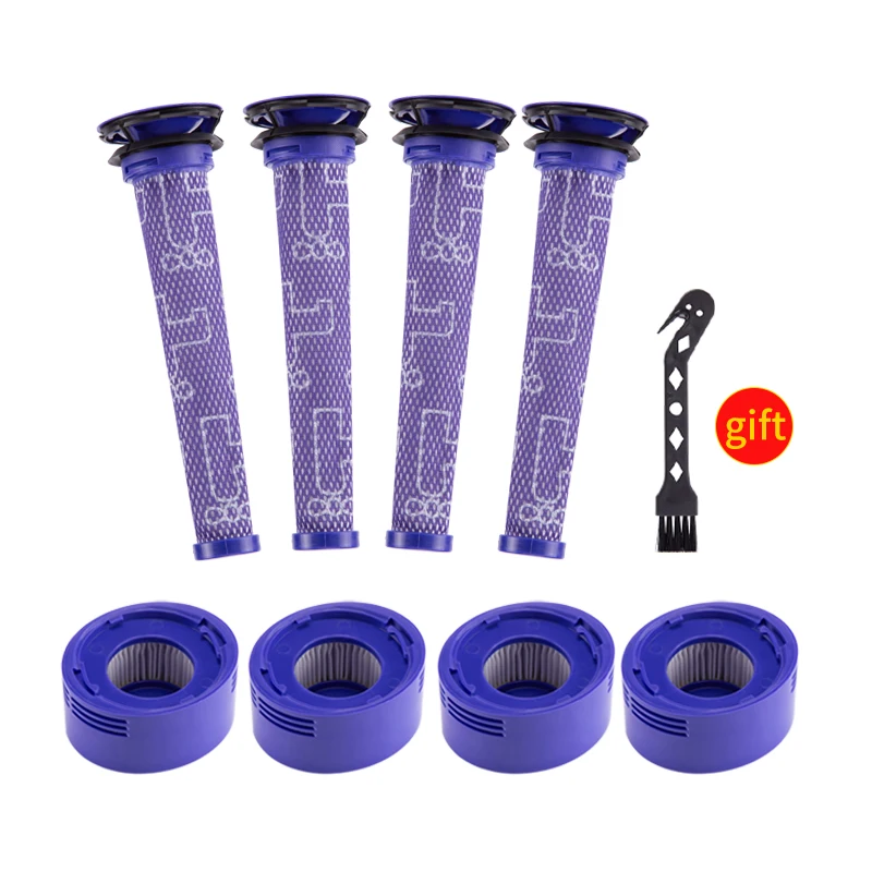 Washable 4 Pack Pre-Filters and 4 Pack HEPA Post-Filters Replacements Compatible Dyson V8 and V7 Wireless vacuum cleaner