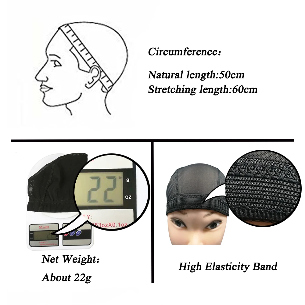 Black Mesh Dome Cap for Wig Making Breathable Stretchable Glueless Spandex Hair Net Weave Caps Wholesale