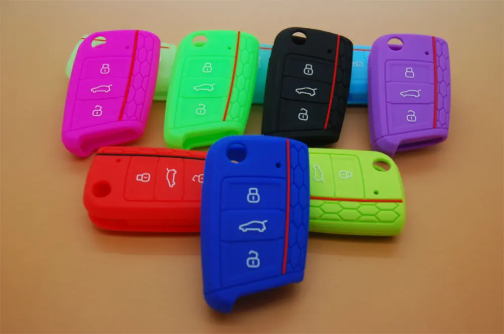 1pcs Hot Silicone Car Key Cover Case Shell Fob for Volkswagen VW Golf 7 mk7 Silica Gel Car Key Housing Decoration