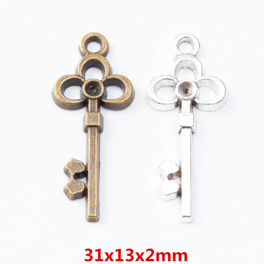 

55 pieces of retro metal zinc alloy key pendant for DIY handmade jewelry necklace making 7324