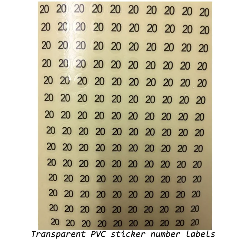 Transparent PVC Sticker Size Labels 1-30 Number Garment Clothes Accessories Size  0.8cm Diameters 1500pcs/a lot