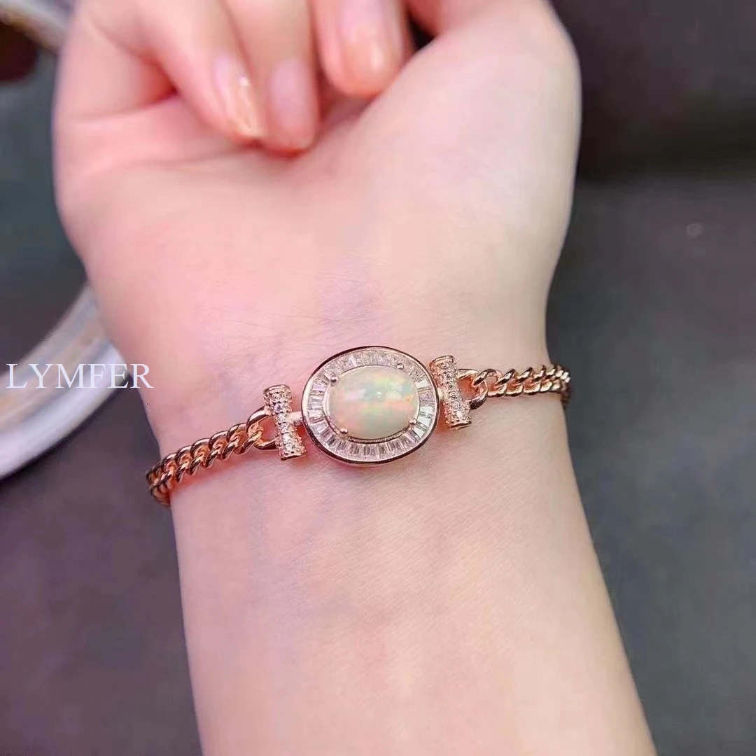 Highly recommended  Natural Opal Bracelet 925 silver plated gold new recommended color beautiful women's gift