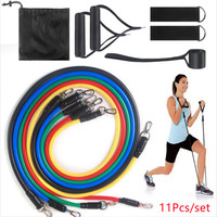 11Pcs/Set Portable Latex Pull Rope Resistance Bands Ankle Strap Exercise Training Expander Elastic Band Indoor Fitness Tool