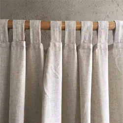 Cortinas opacas de lino Natural para sala de estar y dormitorio, Cortinas cortas de cáñamo ecológico para ventana, cafetería y cocina