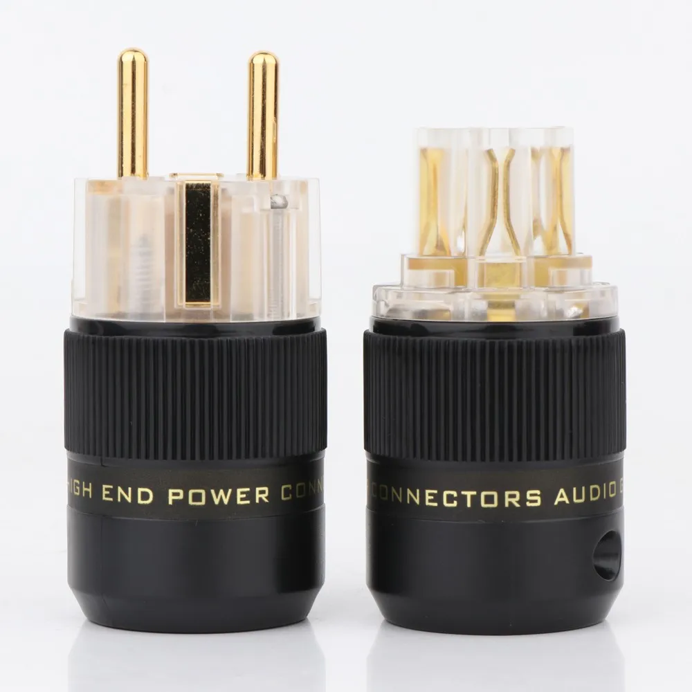 P078E High Quality Schuko Power Plug EU Plug Hifi European plug Male Female Power Plug 24K Gold/Rhodium/Silver Plated