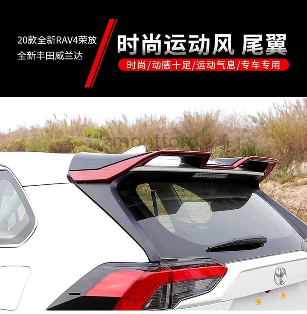 

For New RAV4 RAV 4 2019 2020 ABS Plastic Unpaint Exterior Rear Spoiler Tail Trunk Boot Wing Decoration Car Styling