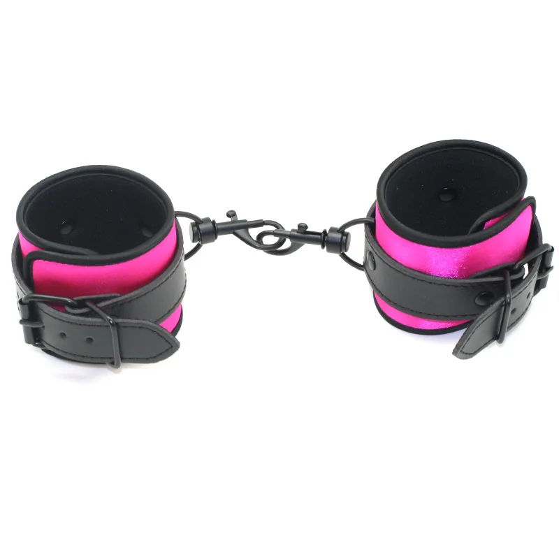 Black PU Handcuffs leather BDSM Sex Bondage kit Slave Fetish bedroom sex bandage Ankle cuffs restraint set adult toys For Couple