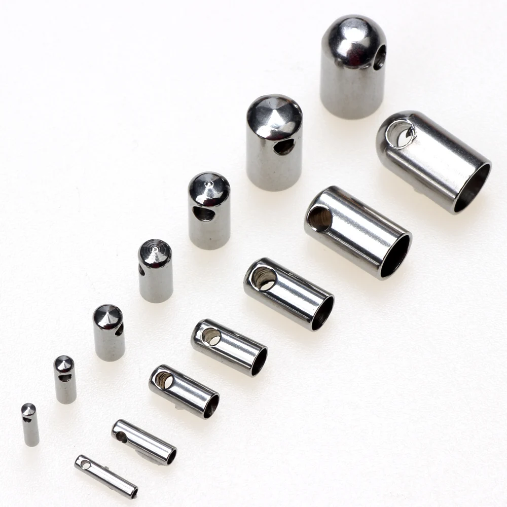 Inside Diameter 1mm-6mm Stainless Steel Clasps Hooks Cords End Caps For Bracelet Necklace DIY Jewelry Findings Making