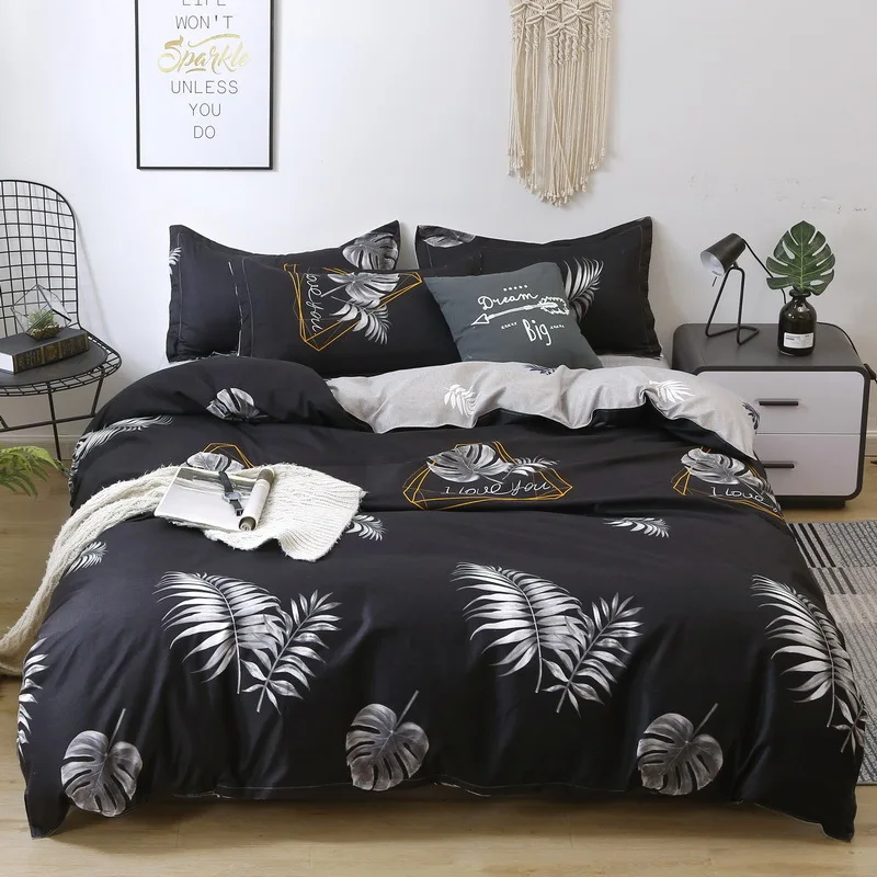 

Bedding Set Sanding Duvet Cover Sets Bed Sheets with Pillowcase Household Products Aloe Cotton Leaves Comforter Bed Cover Queen