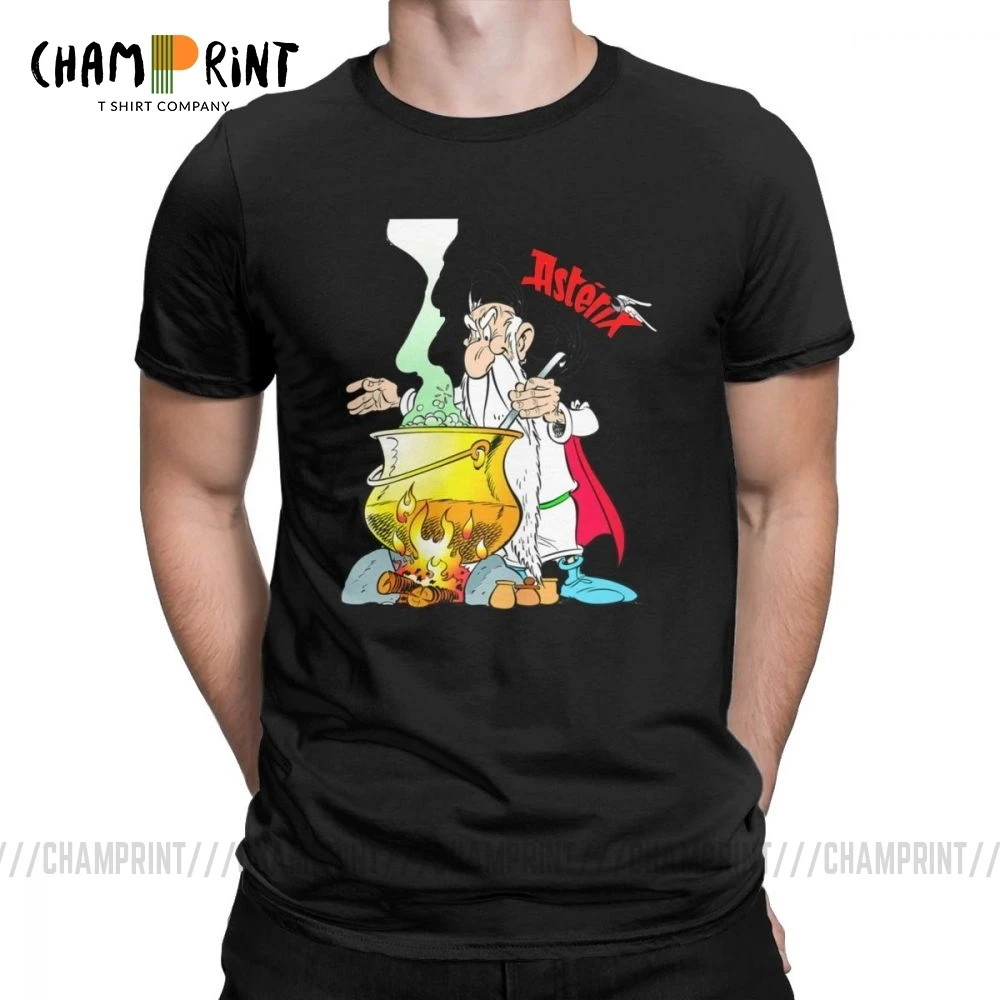 Men Asterix And Obelix T Shirt Panoramix Getafix Asterix Comics Pure Cotton Tops Short Sleeve Round Neck Tees Graphic T-Shirts