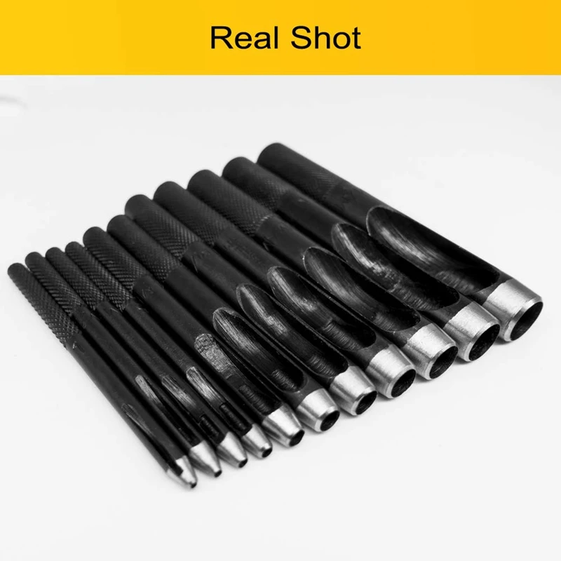 11 adet yuvarlak delik Punch seti için saat kayışı, deri, conta kemer, kumaş, tuval kıyafetleri, kuşgözü (1-10Mm) yuvarlak delikli delik yumruk