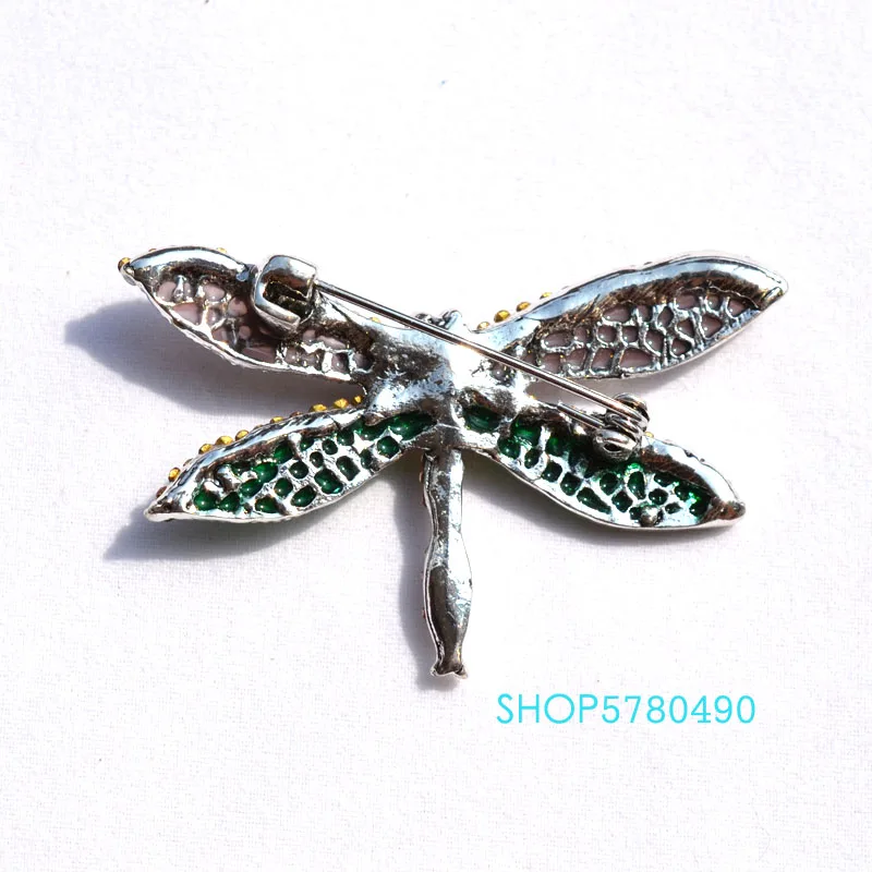 Vintage Jewelry Rhinestone Dragonfly Brooch Multi Color Insect Women Delicate Breast Pin Ladies Gift Overcoat Dress Accessories