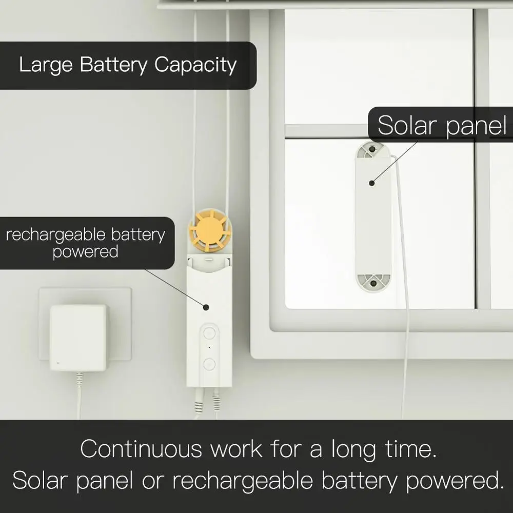 Imagem -03 - Inteligente Motorizado Chain Roller Blinds Shade Shutter Faça Você Mesmo Shutter Drive Motor Alimentado por Painel Solar Carregador Bluetooth App Control