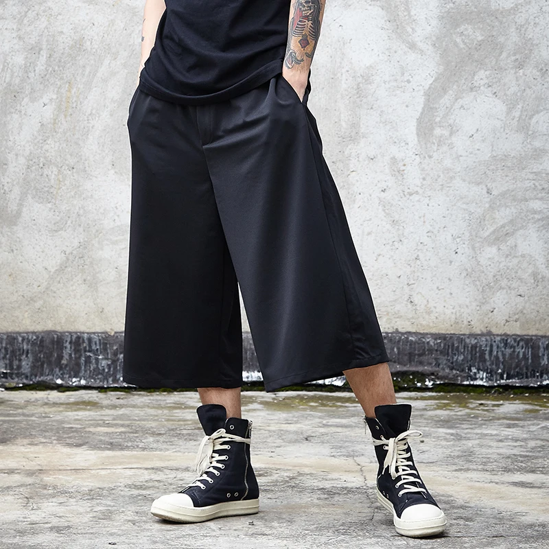 Men's new classic simple dark Japanese casual loose-fitting wide-leg pants