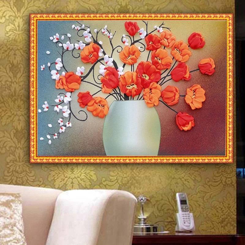

Diy Алмазная вышивка мозаика живопись вышивка крестиком, полная европейская трехмерная цветная печать цветы домашний декоративный подарок