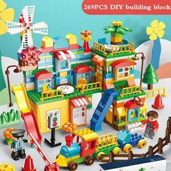 Big Particle Blocks Compatible Duploed City Blocks Villa House Castle Building Blocks DIY Brick Toy For Children Gifts