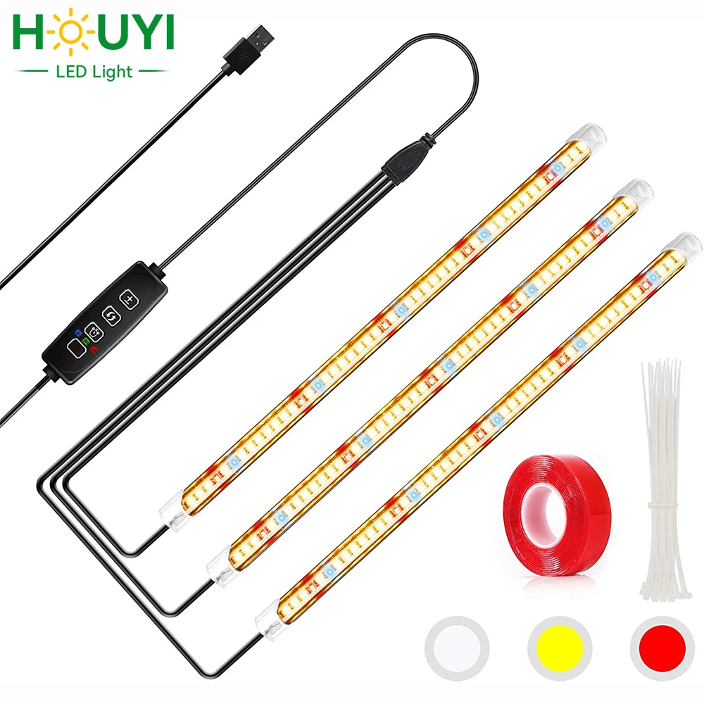 HOUYI LED Plant Light T5 Full Spectrum 3500K Red Light Led Lights with Timer 10 Brightness Levels LED Plant Lamp for Greenhouses