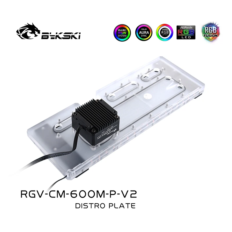 Bykski Pelat Distro Reservoir RGB Pendingin Air untuk CoolerMaster SL600M Casing Sasis RGV-CM-600M-P-V2