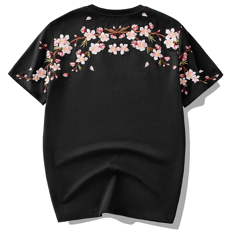 Borduren T-shirt Mannen Vrouwen Bloem Losse Casual T-shirt Zomer Katoenen Hip Hop Tee Tops Korte Mouwen Mannelijke Harajuku streetwear