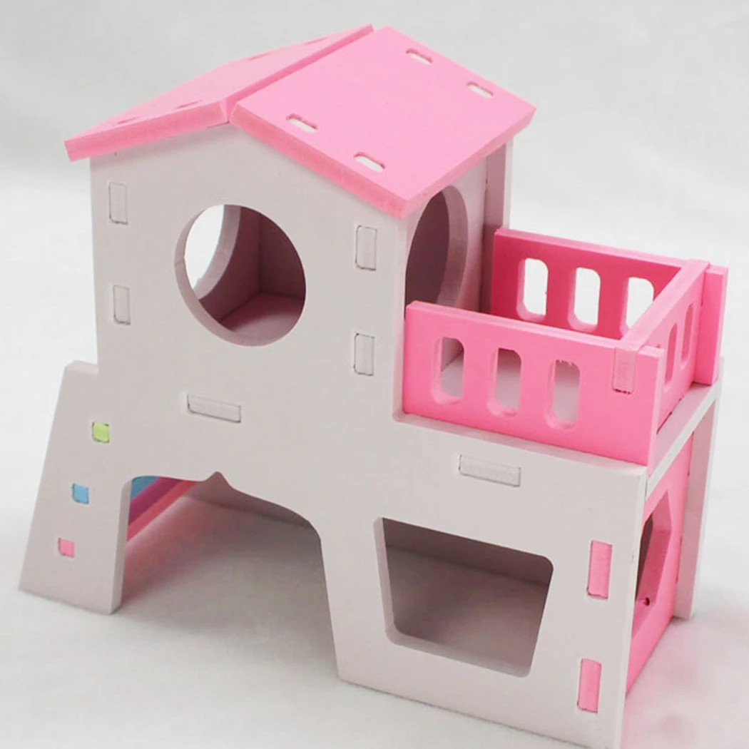 Hamster Hideout House Double Layer Funny Hamster Cage Nest Pet Castle Climb Toys Small Pet House for Bear Guinea Pig Rat