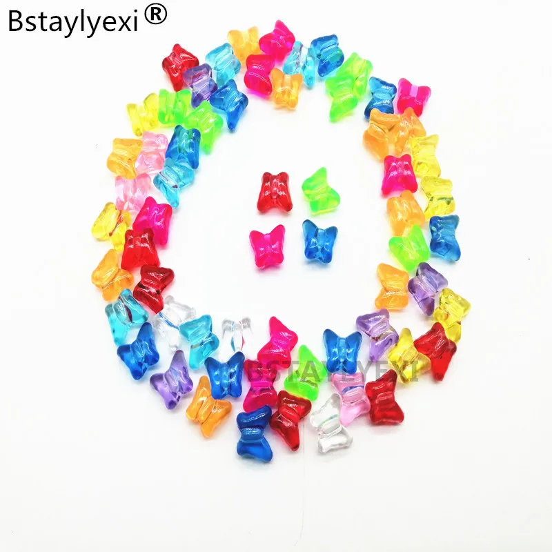 500pcs 200pcs 100pcs 50pcs 10X8mmMixed Colour Transparent Acrylic Faceted Butterfly Beads 10X8mm