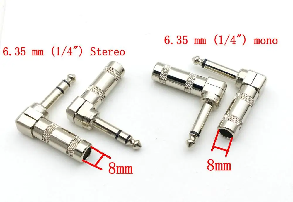 mono estereo macho angulo reto trs adaptador de tomada de audio soldagem 20 pecas 635 mm 01