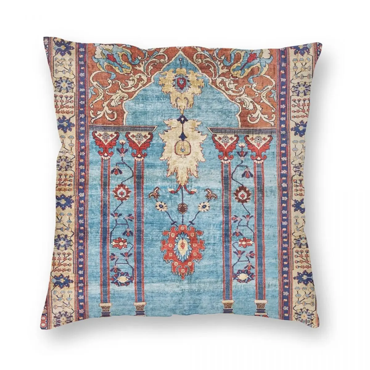 

Antique Persian Rug Print Square Pillowcase Polyester Linen Velvet Creative Zip Decorative Pillow Case Sofa Cushion Cover