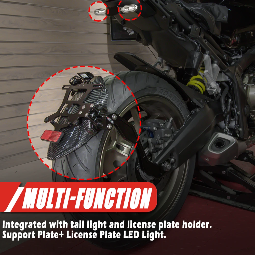 Motorcycle Carbon Rear Fender Mudguard Splash Guard License Plate LED Light for Honda CBR650R 2019-2022 2021 CB650R Accessories