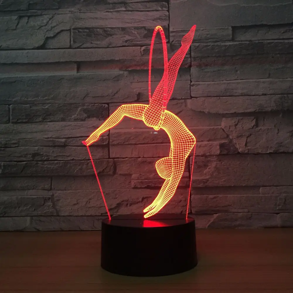 Eurhythmics 3D Lamp LED Night Light 7 Colors Changing with USB Charging Table Lamp Freestanding Artistic Gymnastics Nightlight