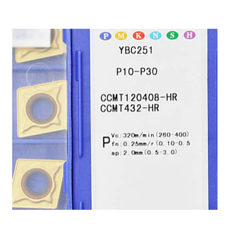 Inserti di tornitura del carburo di CNC di uso efficiente e durevole 10 pz/scatola di CCMT CCMT060204-53 AHF EM HR TC per tornio