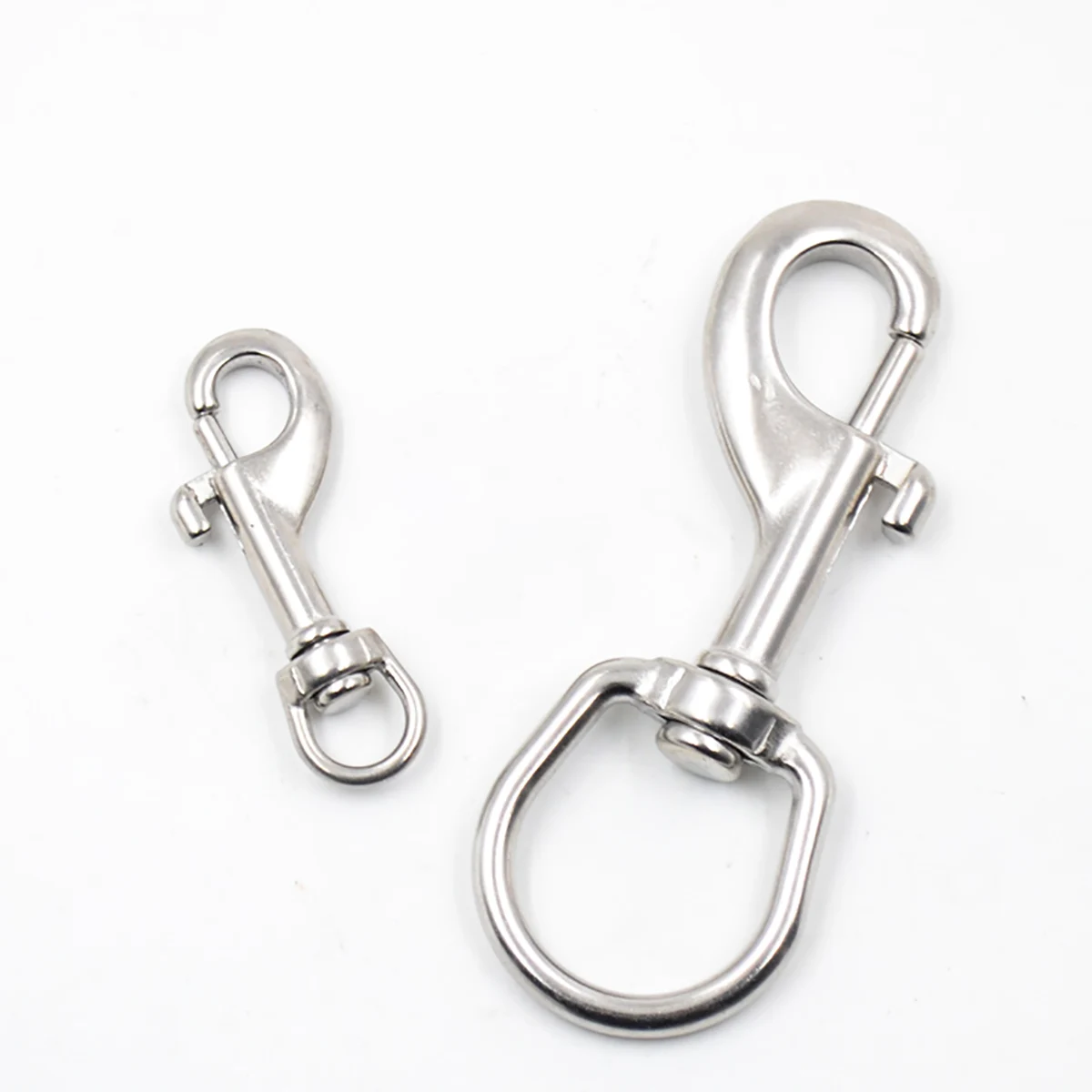 1 stücke 304 Edelstahl Karabiner Clip Swivel Trigger Hund Schnalle Schlüsselring KeyHook Beibehaltung Ring 65mm 70mm 80mm 90mm 105mm 115mm