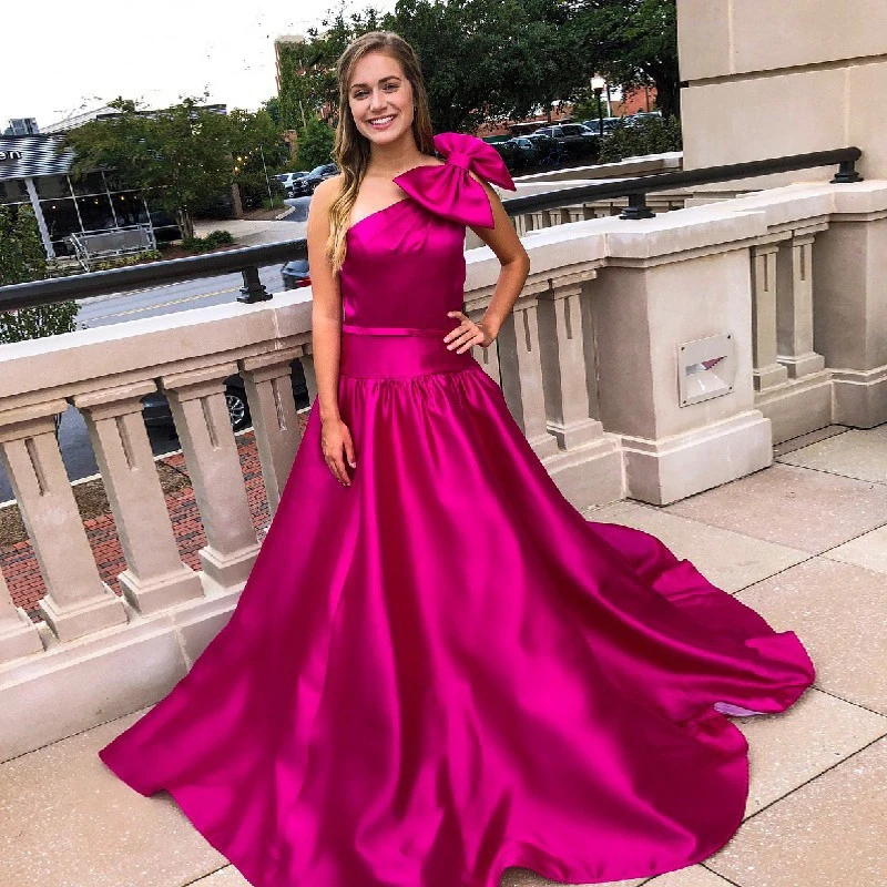 One Shoulder Prom Dresses Floor Length A-Line Satin Evening Dress With Zipper Back robe de soirée femme فساتين السهرة платье