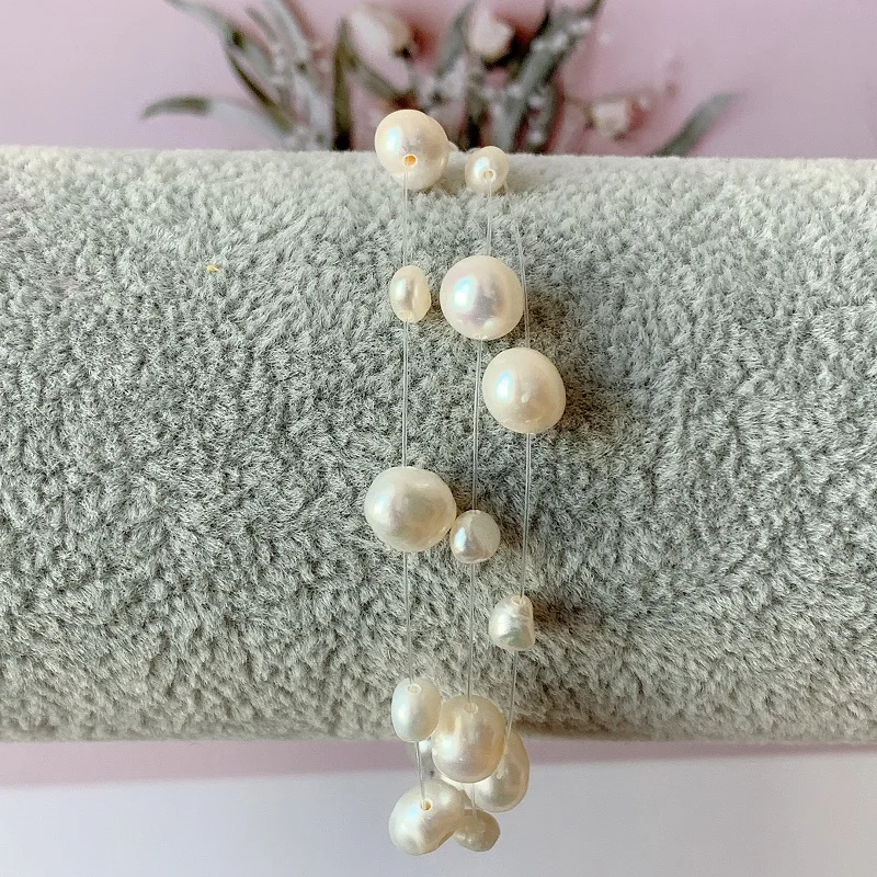 Genuine Freshwater Baroque Pearl Bracelet 925 Sterling Silver Charm Bracelets Gifts For Women Pretty Fashion Jewelry 2021Trend
