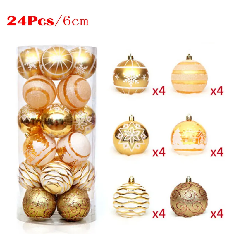 24Pcs 6cm Christmas Tree Decor Balls Multi Color Christmas Hanging Tree Pendants For Home Xmas Navidad Christmas Gift Ball